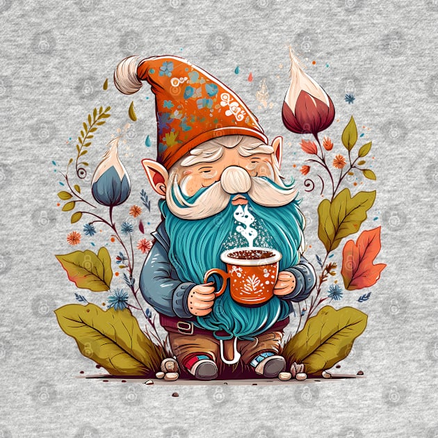 Funny Coffee & Gnome Lovers Floral Retro Spring Gardener by Ai Wanderer